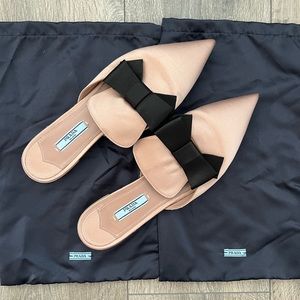 Prada Satin Bow Mules (Size 40)